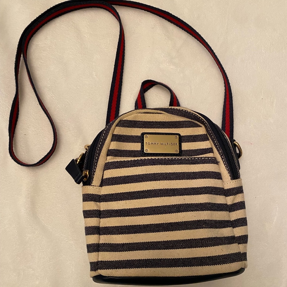 Tommy Hilfiger Mini Crossbody Backpack - Navy & Cream Stripes